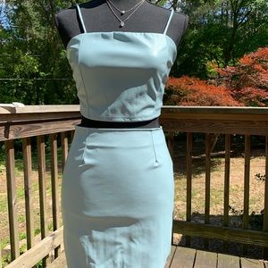 (SOLD) Light Blue Cropped Leather Set
